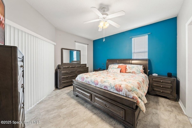 bedroom featuring ceiling fan