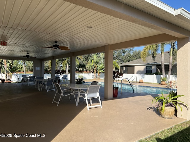 view of patio featuring a fenced in pool