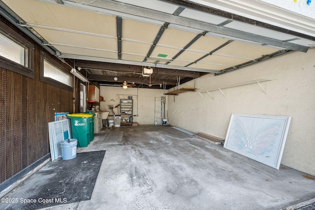 garage with a garage door opener