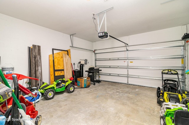 garage with a garage door opener