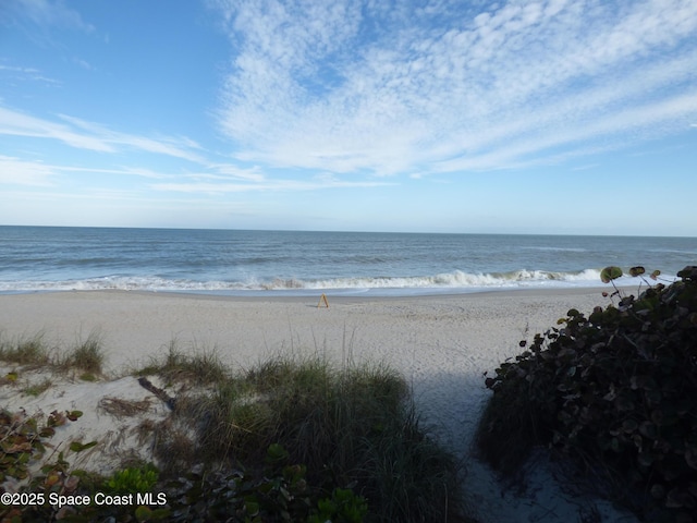 property view of water with a beach view