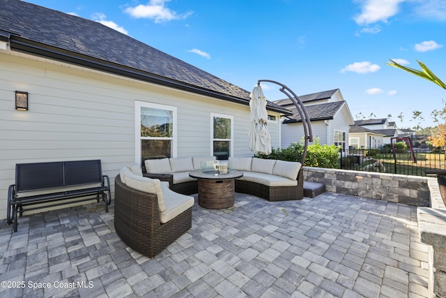 view of patio featuring outdoor lounge area