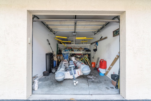 garage with a garage door opener