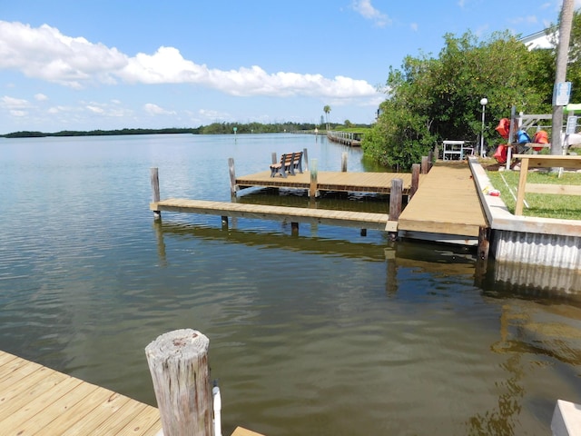 view of dock featuring a water view