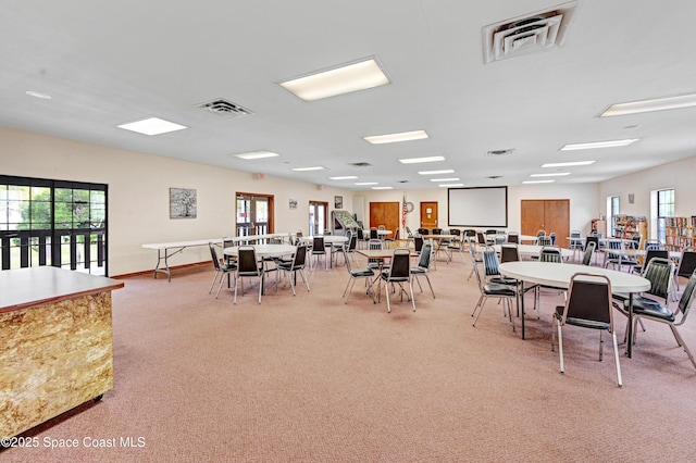 view of carpeted dining room