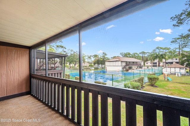 view of unfurnished sunroom