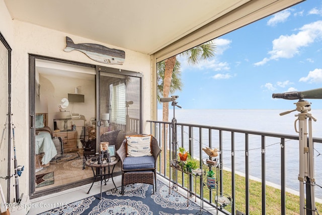 balcony with a water view