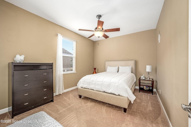 bedroom featuring carpet flooring and ceiling fan