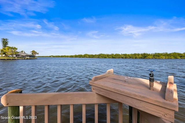 dock area featuring a water view