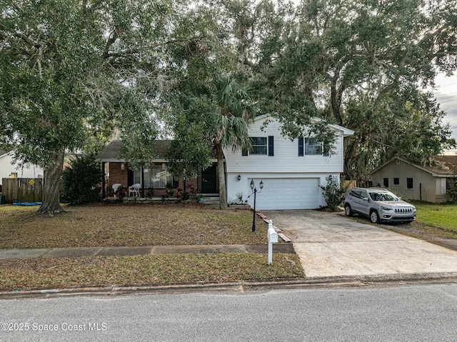 split level home with a garage