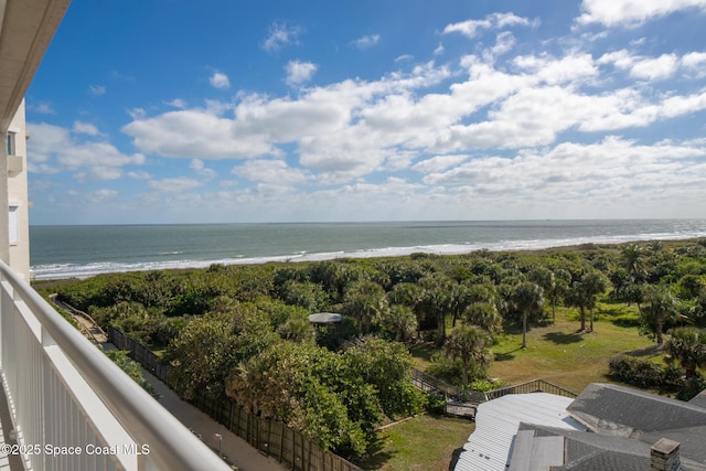 property view of water featuring a view of the beach