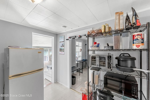 kitchen with white fridge