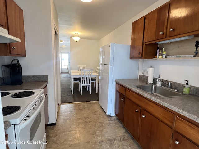 kitchen featuring sink and white appliances