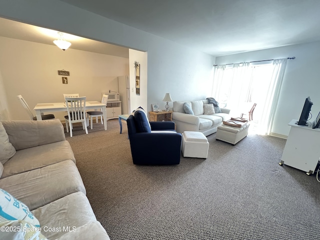 living room featuring carpet