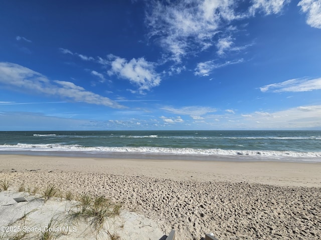 property view of water featuring a view of the beach