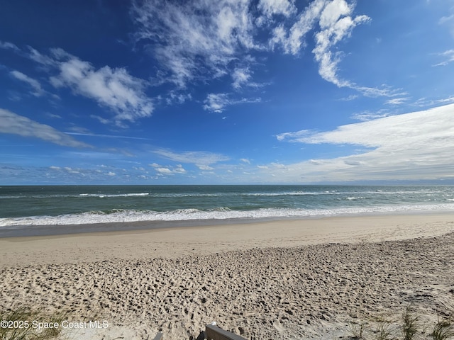 view of water feature with a view of the beach