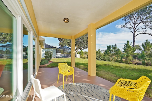 view of patio / terrace with a lanai