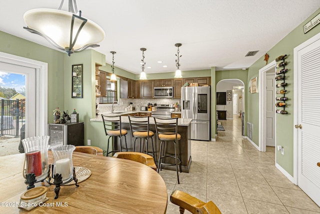 view of tiled dining space