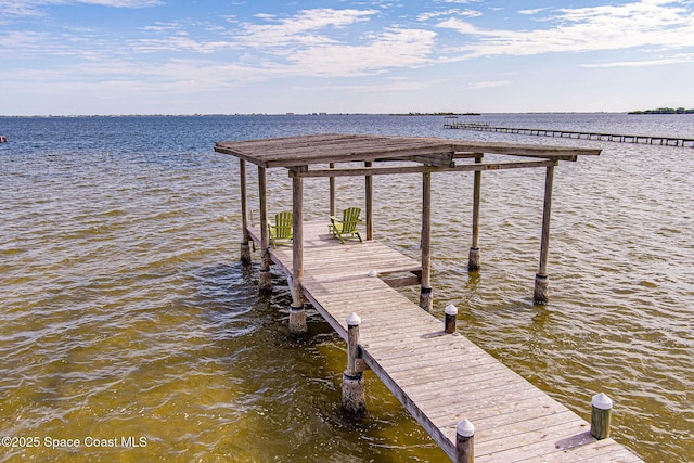 view of dock featuring a water view