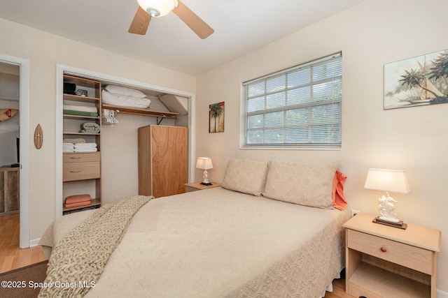 405 Adams Ave Unit 10, Cape Canaveral, FL 32920 - bedroom featuring wood finished floors and ceiling fan