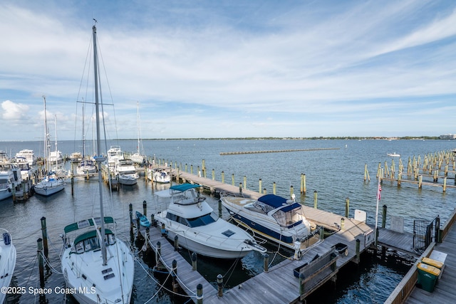 view of dock featuring a water view