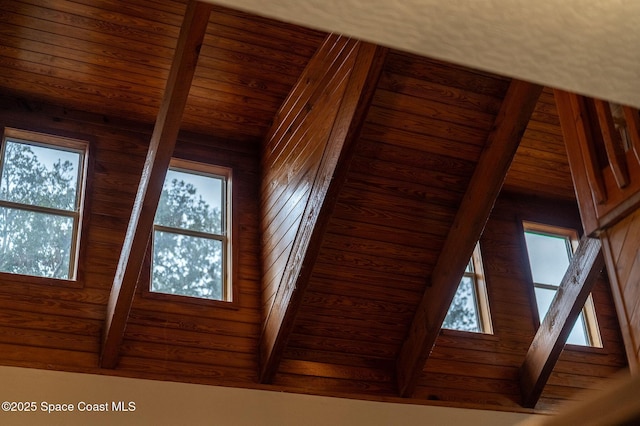 details with beam ceiling and wooden ceiling