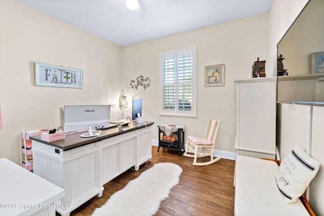 office area featuring dark hardwood / wood-style flooring