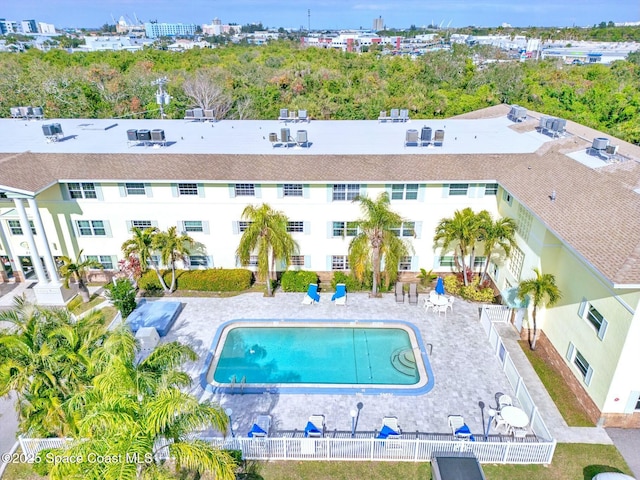 view of swimming pool with a patio area