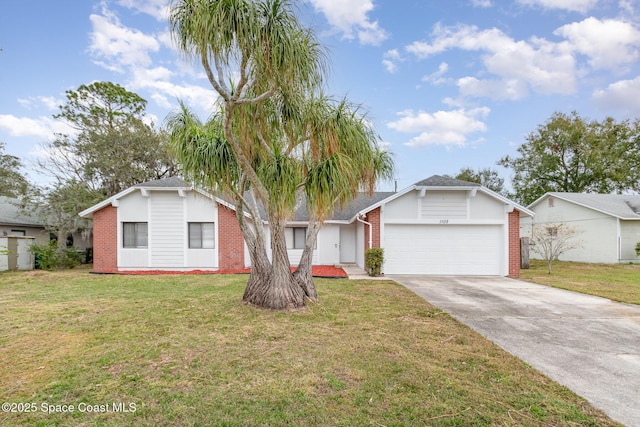 ranch-style house with a front lawn