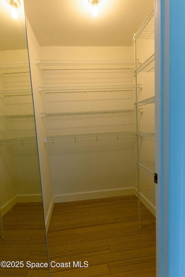 walk in closet featuring hardwood / wood-style floors