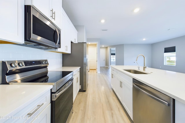 kitchen with white cabinetry, sink, and appliances with stainless steel finishes