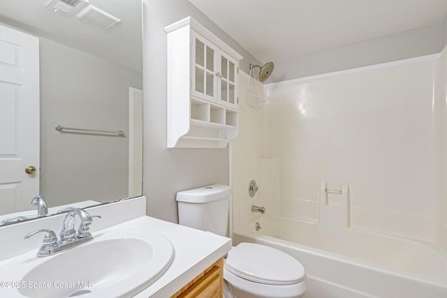 full bathroom with vanity, toilet, and shower / tub combination