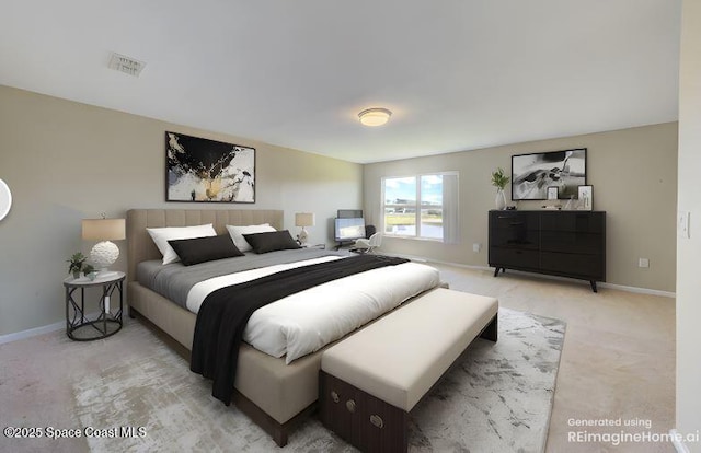 264 Wishing Well Cir SW, Palm Bay, FL 32908 - bedroom with baseboards, visible vents, and light carpet