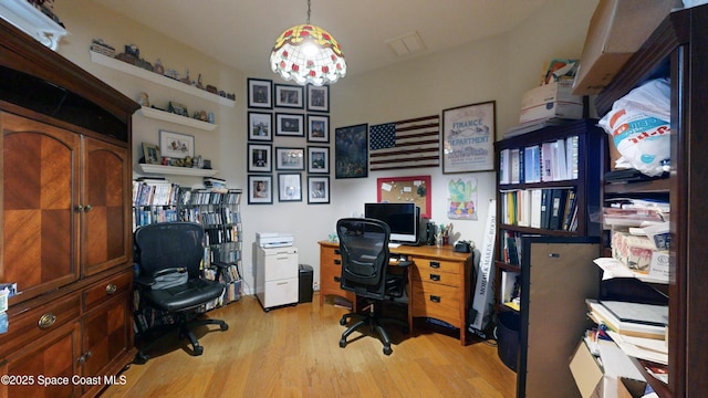 office featuring light hardwood / wood-style flooring