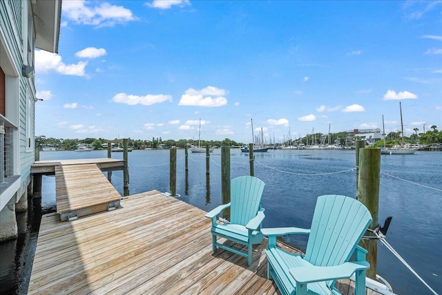 view of dock featuring a water view