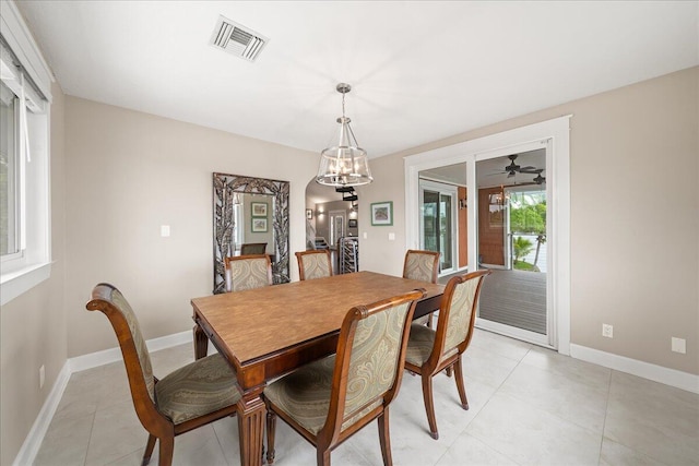 view of tiled dining area