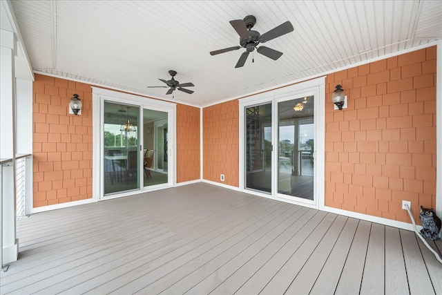 wooden terrace with ceiling fan