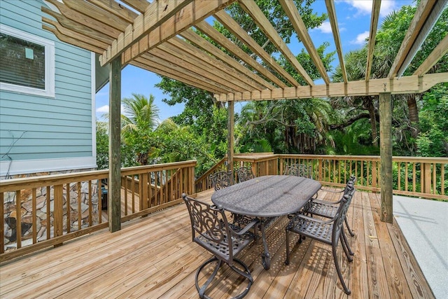 wooden terrace featuring a pergola