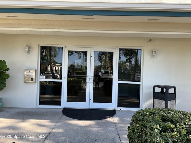 doorway to property with french doors and a patio