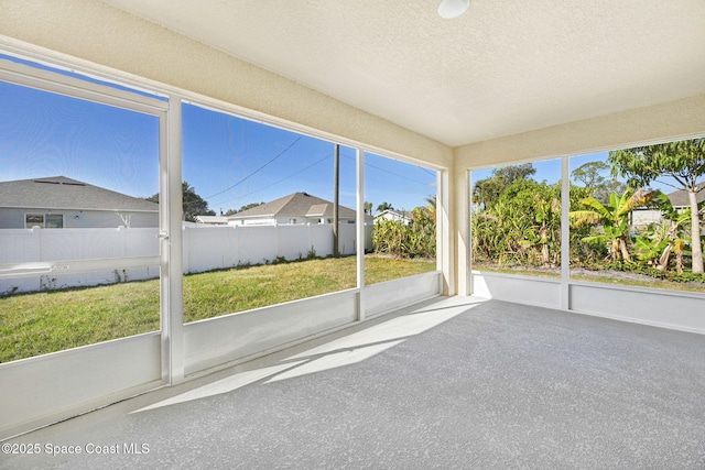 view of unfurnished sunroom