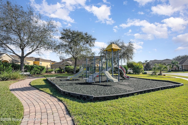 view of playground featuring a yard