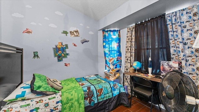 bedroom with a textured ceiling