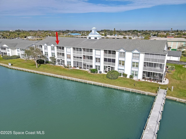 exterior space featuring a water view