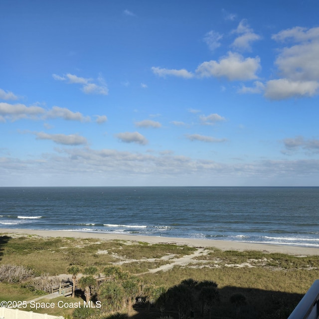 view of water feature with a view of the beach