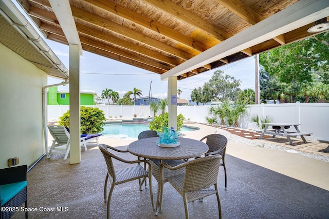 view of patio / terrace featuring a fenced in pool