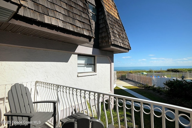 balcony with a water view