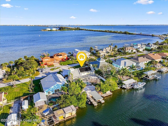 bird's eye view featuring a water view