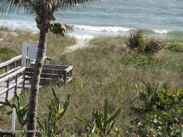 property view of water with a beach view