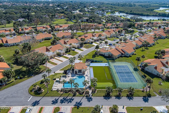 bird's eye view featuring a water view