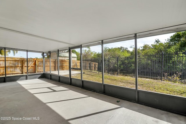 view of unfurnished sunroom